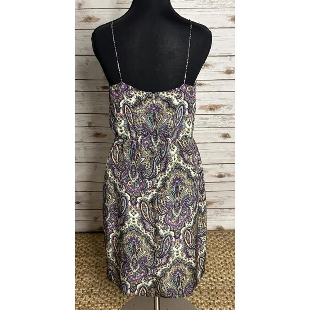 J.Crew boho chic multicolored paisley spaghetti strap silk slip dress Size 2 - Picture 4 of 6